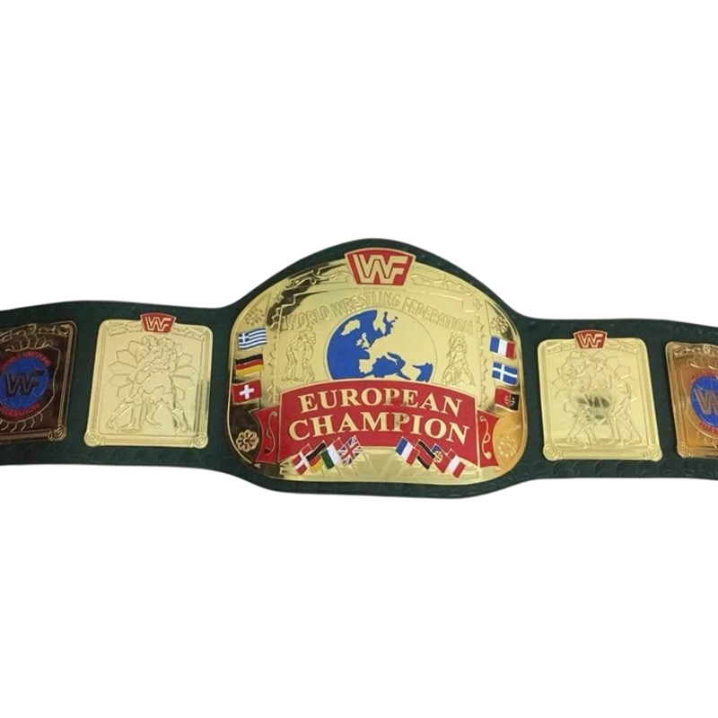 WWF EUROPEAN BLOCK LOGO Brass Championship Title Belt - Image 3